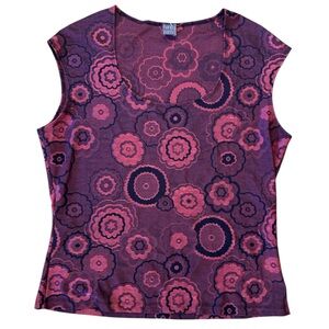 Vintage Hanky Panky Y2K Top Burgundy Black Floral M ?